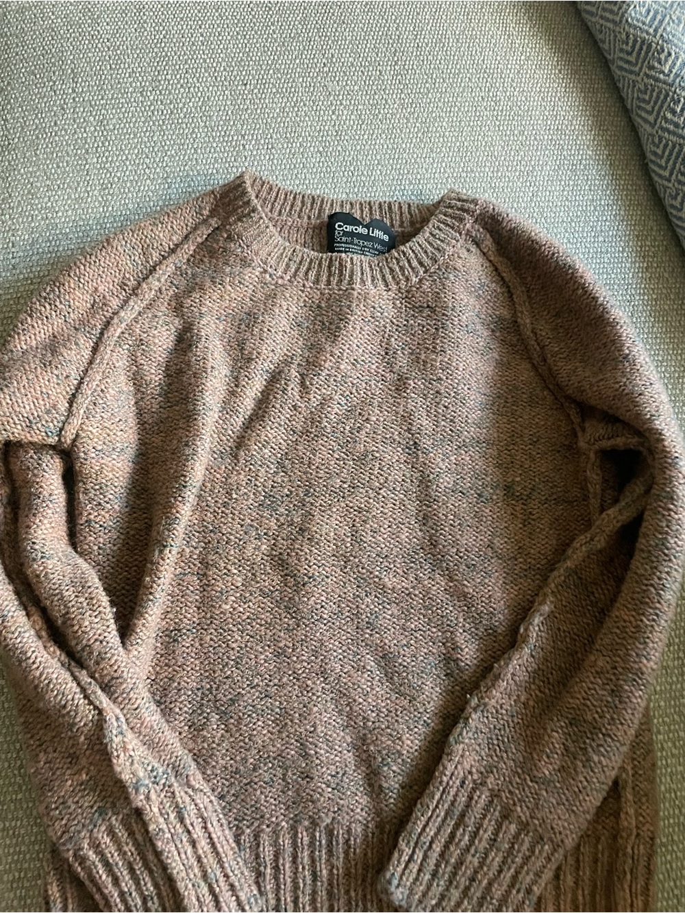 Vintage Carole Little women’s pink blue wool Crewneck Pullover